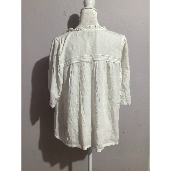 Sanctuary White Pullover Ruffle Neck Tassel Blouse M - Picture 4 of 6